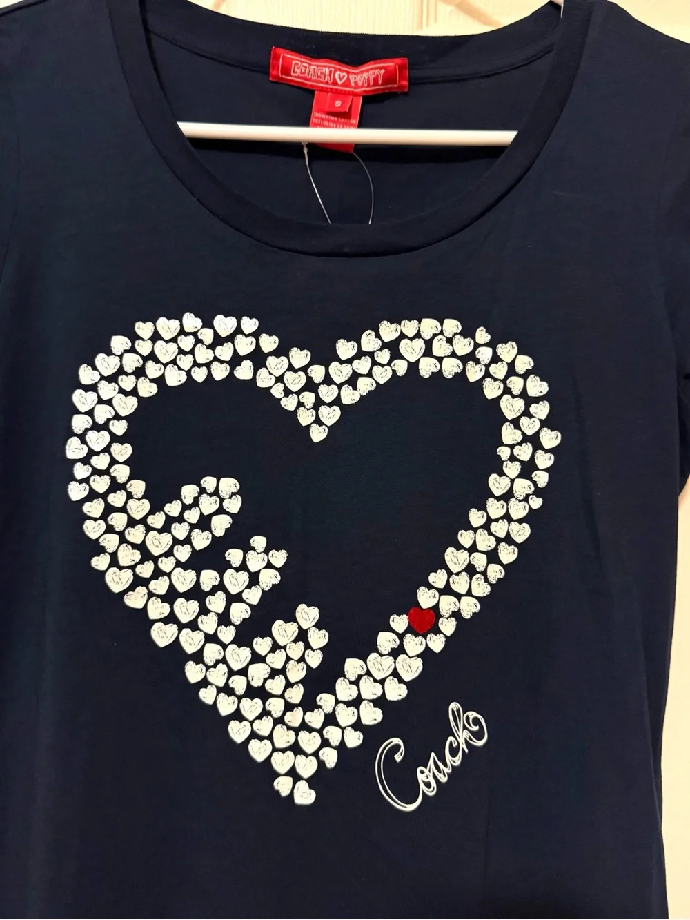 Coach Poppy Women's Navy Heart Graphic Tee